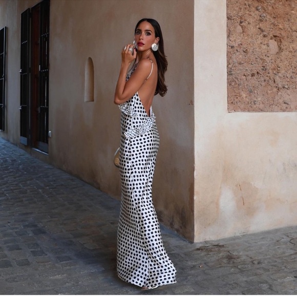 Zara RUFFLED SATIN EFFECT POLKA DOT DRESS - Picture 6 of 16